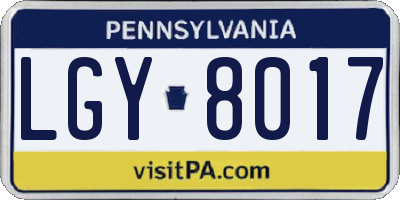 PA license plate LGY8017
