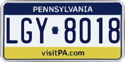 PA license plate LGY8018