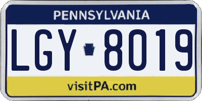 PA license plate LGY8019