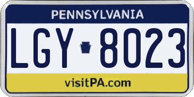 PA license plate LGY8023