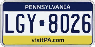 PA license plate LGY8026