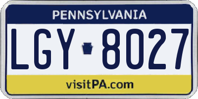 PA license plate LGY8027