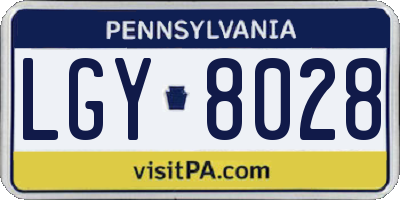 PA license plate LGY8028