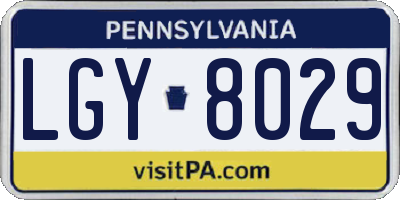 PA license plate LGY8029