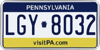 PA license plate LGY8032