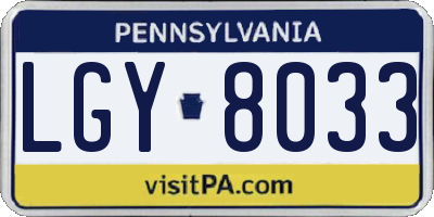 PA license plate LGY8033