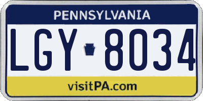 PA license plate LGY8034