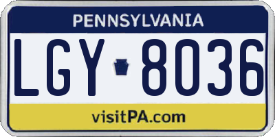 PA license plate LGY8036