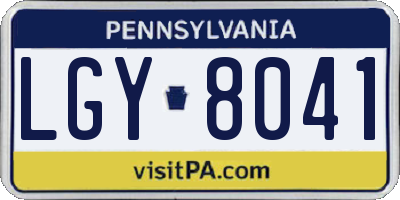 PA license plate LGY8041