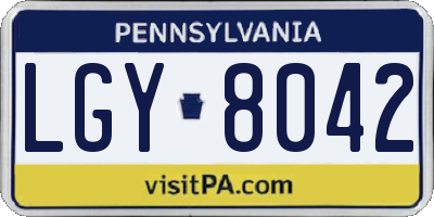PA license plate LGY8042