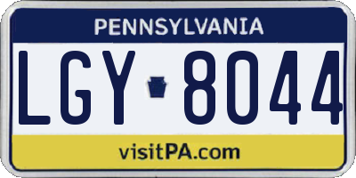 PA license plate LGY8044