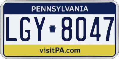 PA license plate LGY8047