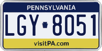 PA license plate LGY8051