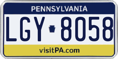PA license plate LGY8058