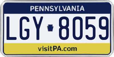 PA license plate LGY8059