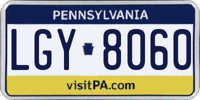 PA license plate LGY8060