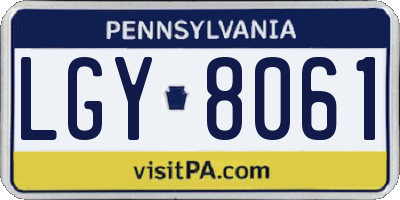PA license plate LGY8061