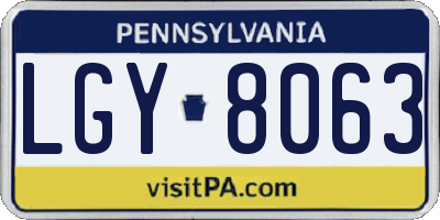 PA license plate LGY8063