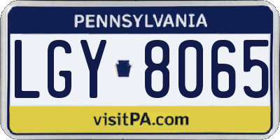 PA license plate LGY8065