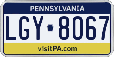 PA license plate LGY8067