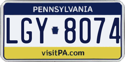 PA license plate LGY8074