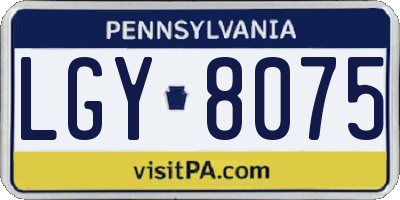 PA license plate LGY8075