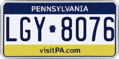 PA license plate LGY8076