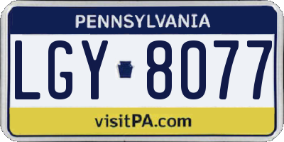 PA license plate LGY8077