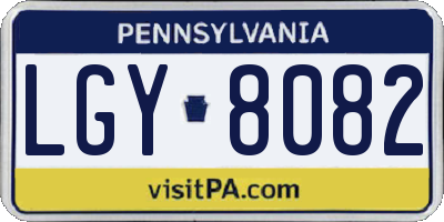 PA license plate LGY8082