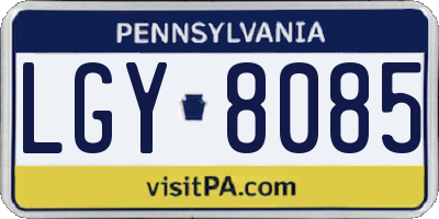 PA license plate LGY8085