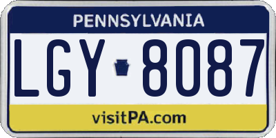 PA license plate LGY8087