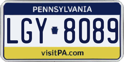PA license plate LGY8089