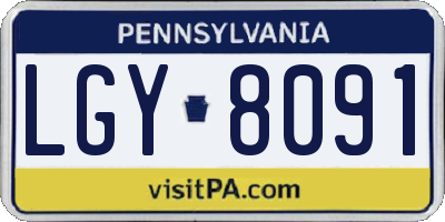 PA license plate LGY8091