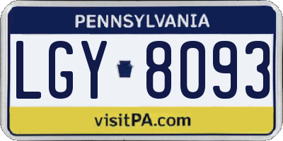 PA license plate LGY8093