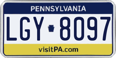 PA license plate LGY8097
