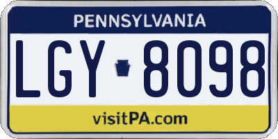 PA license plate LGY8098