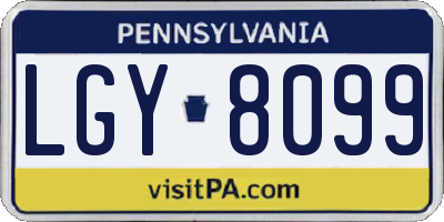 PA license plate LGY8099