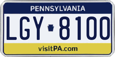 PA license plate LGY8100