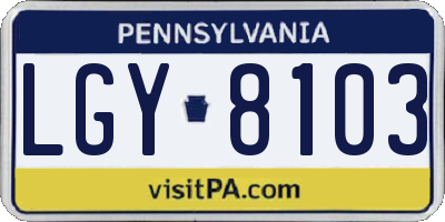 PA license plate LGY8103