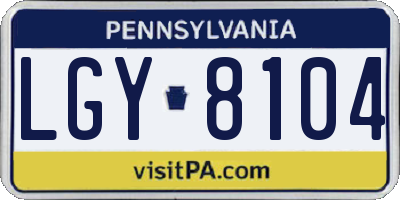 PA license plate LGY8104