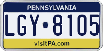 PA license plate LGY8105