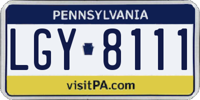 PA license plate LGY8111