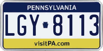 PA license plate LGY8113