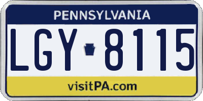 PA license plate LGY8115