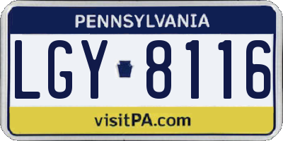 PA license plate LGY8116