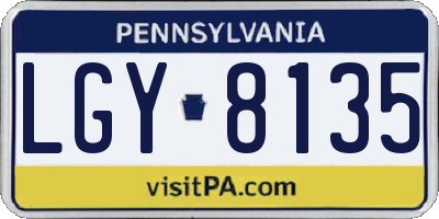 PA license plate LGY8135