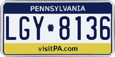 PA license plate LGY8136