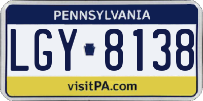 PA license plate LGY8138