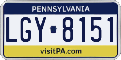 PA license plate LGY8151