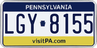 PA license plate LGY8155